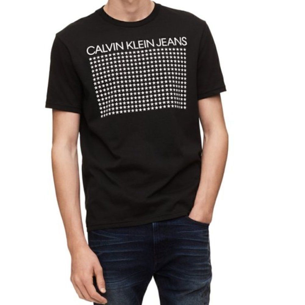 Calvin Klein Jeans Logo With Stars Graphic T-Shirt in Men's Size Large